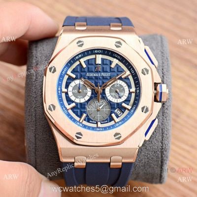 New Copy Audemars Piguet Royal Oak Chronograph Watches Rose Gold and Blue 1