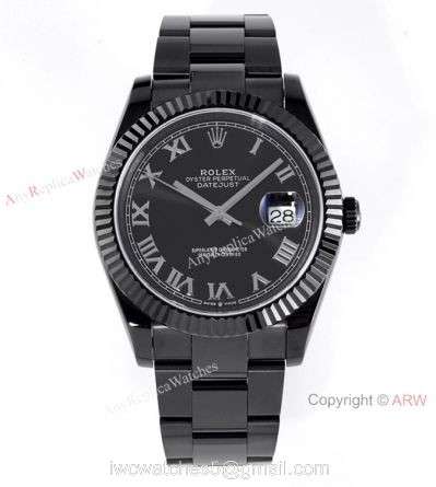 VR-Factory Swiss Replica Rolex Datejust II Black Venom Watch Roman Markers 1