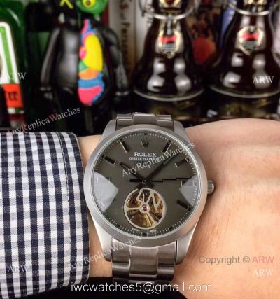 Best Replica Rolex Label Noir Tourbillon Watches Stainless Steel 1