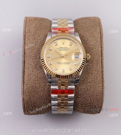 (TW) SWiss Copy Rolex Datejust Gold Diamond Watch 31mm Swiss eta2836 1