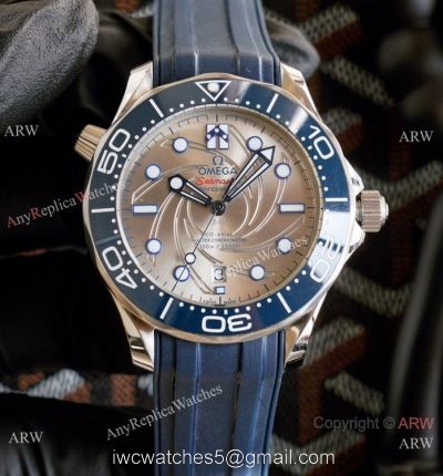 Omega Diver 300m James Bond Limited Edition Watches Blue Rubber Strap Gray Face 1