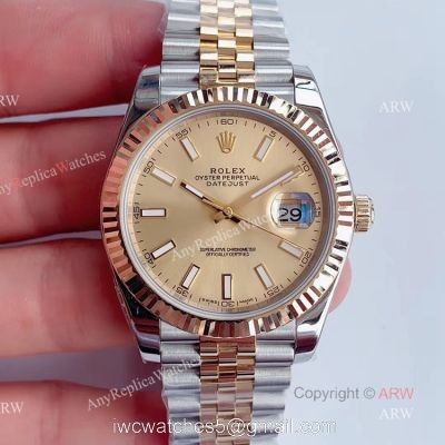 Noob Rolex Two Tone Datejust 41 Gold Dial Jubilee Bracelet Swiss Replica Watches For Men 1