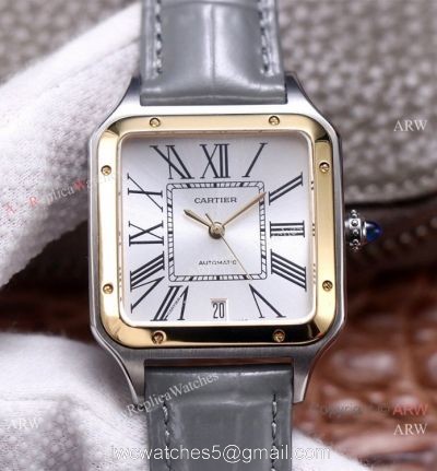 AAA Replica Cartier Santos-Dumont Swiss 9015 Two Tone Watch Couple Wrist 1