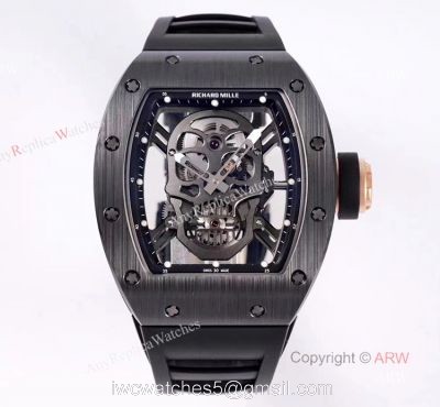 Best Replica All Black Richard Mille RM 052-01 Skull Watches With Black Ceramic Bezel 1