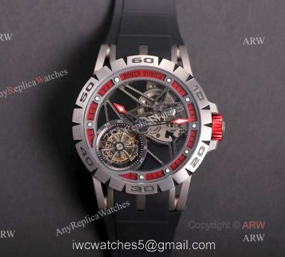 Fake Roger Dubuis Excalibur Spider Skeleton Flying Tourbillon Mens Watch 1