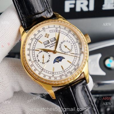 Swiss Replica Patek Philippe Geneve Base 1000 Watch with Diamond Bezel 40mm 1