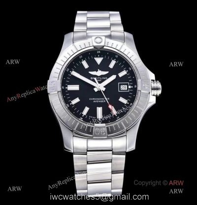 (GF) High Quality Replica Breitling Avenger 43mm Black Dial Stainless Steel Asia 2824 Watch 1