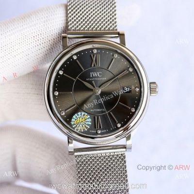 Swiss Replica IWC Portofino Stainless Steel Rhodium Dial Watch 37mm 1