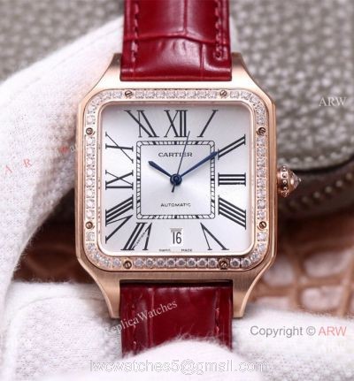 AAA Replica Cartier Santos-Dumont Swiss 9015 Couple Watch Diamond Bezel 1