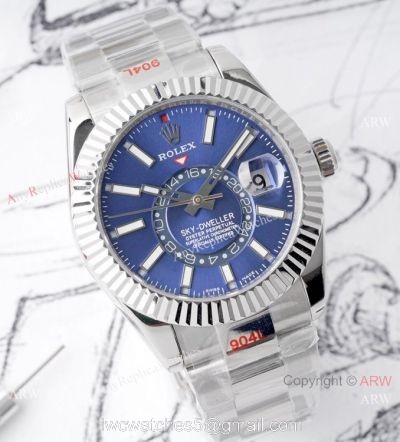 Swiss Copy Rolex Sky-Dweller Watch Bue Dial 904L Steel Swiss 9001 Movement 1