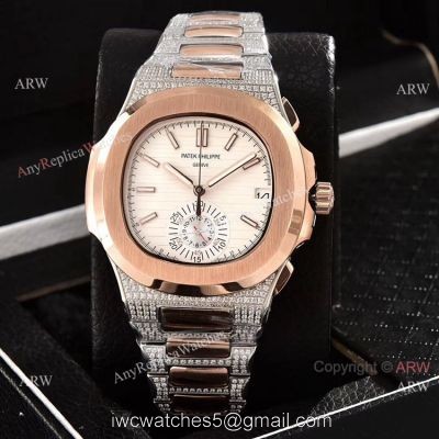 AAA Quality Patek Philippe Nautilus Chronograph Watches Diamond Band 1
