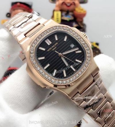 Patek Philippe Nautilus Replica Watch Diamond Bezel Rose Gold 1