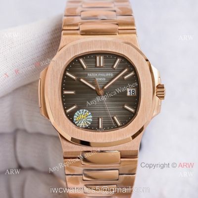 Swiss Copy Patek Philippe Nautilus PPF Factory Cal324 Watch Gray Gradient Dial Rose Gold 1