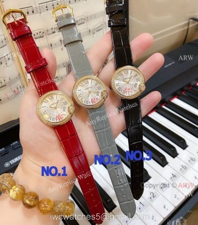 New Copy Cartier Ballon Blanc de Lady Watches Diamond Bezel Leather Strap 1