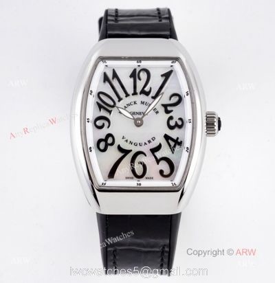New V32 Franck Muller Vanguard Women Watch Replia with Black Leather Band 1