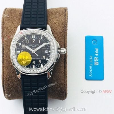 PFF Factory Copy Patek Philippe Aquanaut Luce Watch Black Dial Lady Size 1