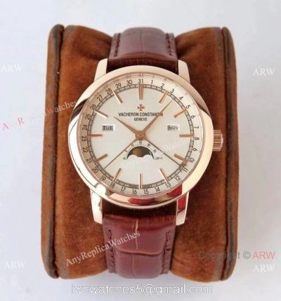 Swiss Replica Vacheron Constantin Traditionnelle Complete Calendar AIF Watch Rose Gold 1