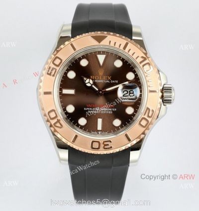 EW Factory Rolex Yacht Master 40mm Watch Chocolate Dial Rubber Strap 1