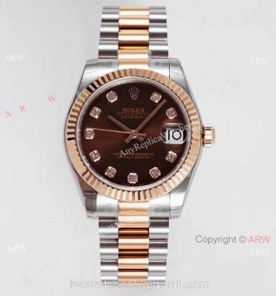 Swiss Clone Rolex Oyster Perpetual Datejust President Watch Chocolate Diamond Dial 31mm 1