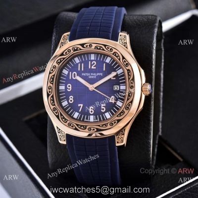 Clone Patek Philippe Aquanaut Rose Gold Engraving Watches Vintage Model 1