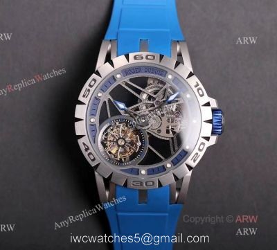 Swiss Replica Roger Dubuis Excalibur Blue Skeleton Watch For Men 1