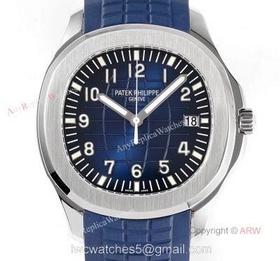 (ZF) Swiss 324 Patek Philippe Aquanaut 5168 Blue Dial Blue Rubber Strap Men Watch Replica 1