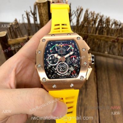 Japan Grade Richard Mille Rose Gold Chronograph Watch 50mm 1