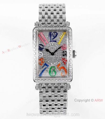 New! Swiss Replica Franck Muller Long Island Iced Out Watch Quartz Movement 1