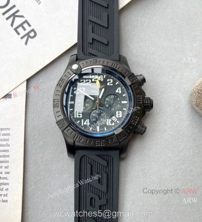 Replica Breitling Avenger Hurricane Military Watch Black Leather Strap 1