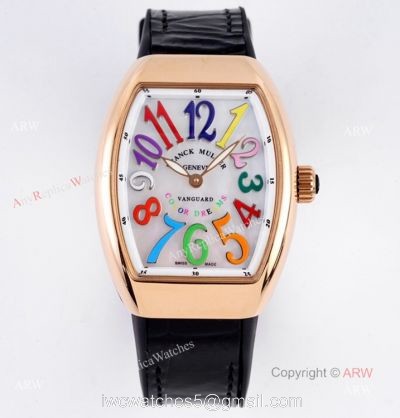 Replia Franck Muller Vanguard Rose Gold V32 Women Watch With Colorful Numbers 1