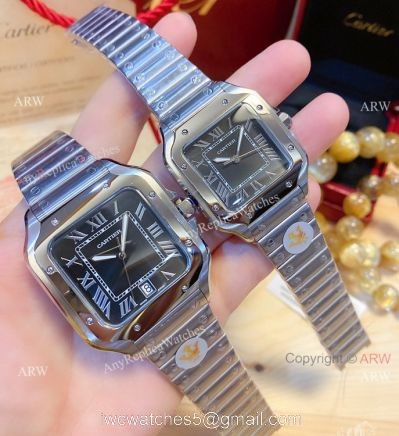 2020 NEW! Copy Cartier Santos de Large Quartz Watch Grey Dial 1