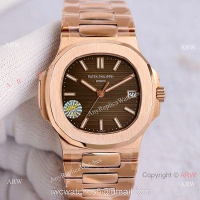 Swiss Grade Patek Philippe Nautilus PPF Cal.324 Rose Gold Brown Dial Watch 40mm 1