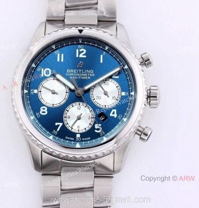 2021 New! Swiss Copy Breitling Premier B01 7750 Chronograph Watch Blue Dial Stainless Steel 1