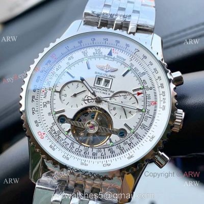 Copy Breitling Navitimer Tourbillon Steel Automatic Men Watch White Dial 1