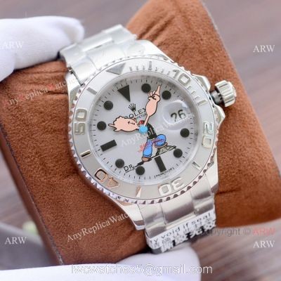 New Copy Rolex Popeye Yachtmaster Stainless Steel Watch Bamford Wrist 1