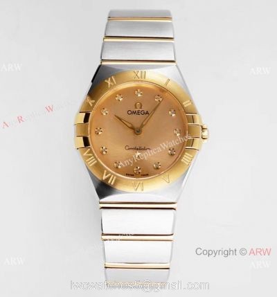NEW! Swiss Copy Omega Constellation 2-Tone Watch 28mm Quartz 1