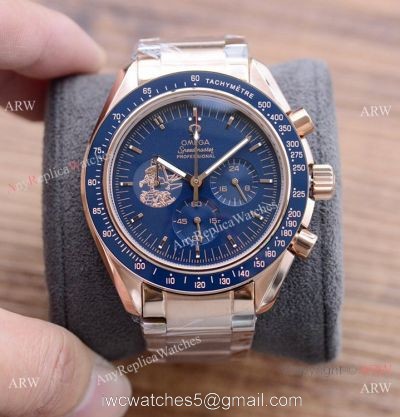 New! Copy Omega Speedmaster Apollo Rose Gold Chronograph Watch 1