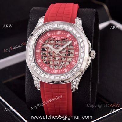 Copy Patek Philippe Aquanaut Watches Hollow Face Silver Diamond Bezel 1