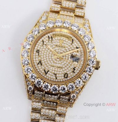 Best Replica Rolex New Oyster Perpetual Pearlmaster 39 Watch Gold Diamond Case Arabic Scripts Markers 1