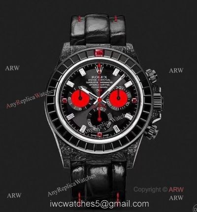 High Quality Replica Rolex Daytona Rainbow Black Carbon Swiss Quartz Watch 1