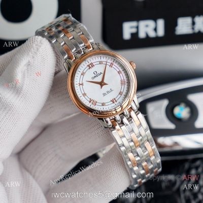 Swiss Quartz Omega De Ville 2-Tone Rose Gold Watches Women Size 1