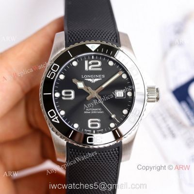 Swiss Copy Longines Hydroconquest Watch Black Ceramic Rubber Strap 1