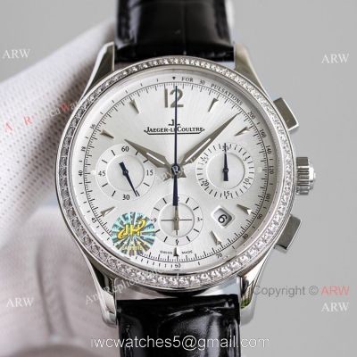 Swiss Fake Jaeger-LeCoultre Master Chronograph Watch Diamond Bezel 1