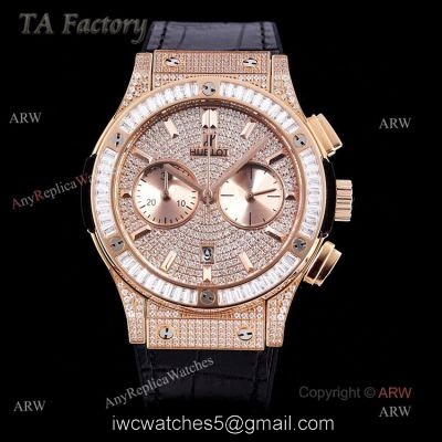 Copy Hublot Big Bang Diamond Watch Swiss Made Rose Gold Hublot Big Bang Chronograph Watch 45mm 1