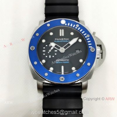 NEW! Panerai Luminor Submersible Pam01209 Watch Blue Bezel 1