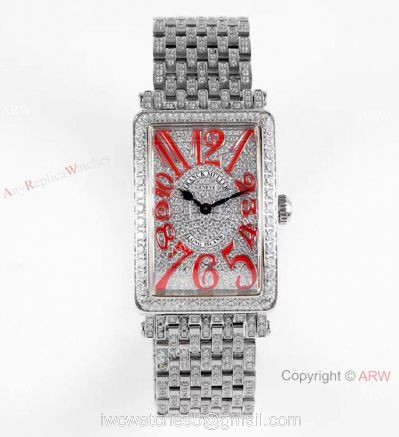 New! Swiss Replica Franck Muller Long Island Watch Iced Out Stainless Steel 1