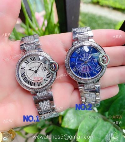 Replica Cartier Ballon Bleu 33mm Quartz Watch Silver Dial and Blue Dial 1