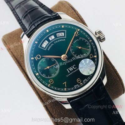 Swiss Grade 1 IWC Portuguese Annual Calendar Olive Green Watch YL Factory v2 Version 1