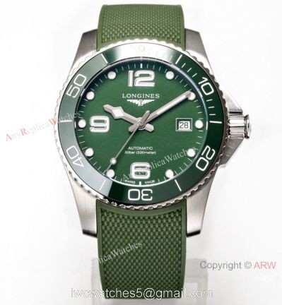 Swiss Grade Copy Longines Hydroconquest Green Rubber Strap Watch 1