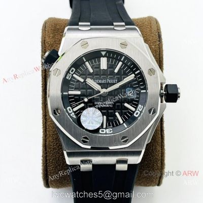 JF Factory Replica Audemars Piguet Divers Swiss 3120 Watch Silver and Black 1